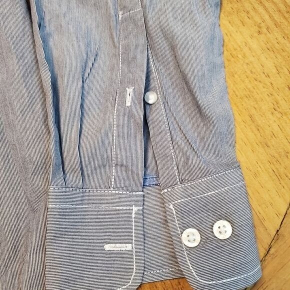 Kingsley Heath Mens Muscle Fit Striped Button-Down Shirt Size L Luxury Style - Picture 5 of 11